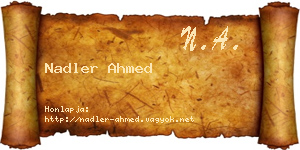 Nadler Ahmed névjegykártya